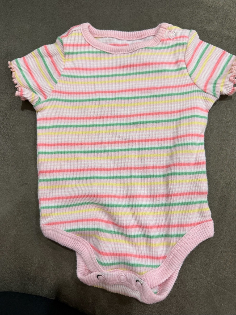 Garanimals Pink Striped Ribbed One-Piece Bodysuit Summer